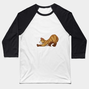 Tabby Somali Cat Stretching Yoga White Baseball T-Shirt
